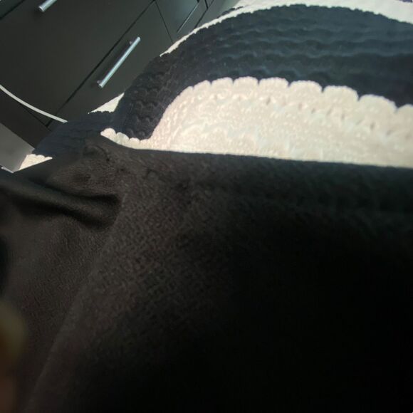 A'gaci Black and White Striped Fit and Flare Pleated  Mini skirt Dress Large - Picture 9 of 13